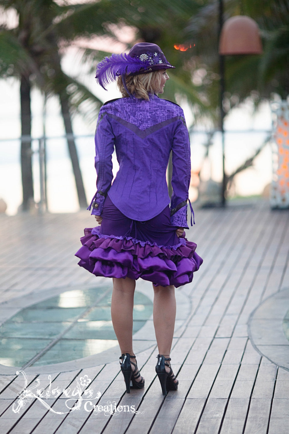 purple steampunk dress Victorian Dresses Steampunk Costume Ideas Wild West Showgirl Costume Design Purple