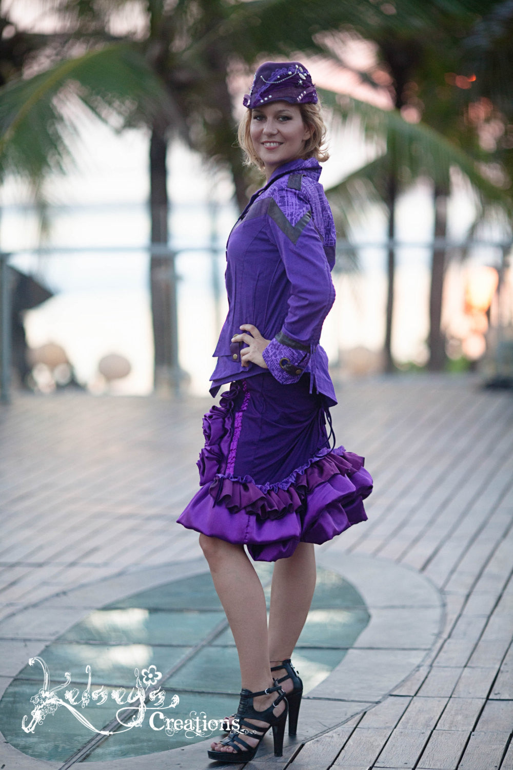 Womens Jacket - Small/ Medium, Black Purple Steampunk, Festival Clothi - kelseyscreations Womens Jacket - Small/ Medium, Black Purple Steampunk, Festival Clothi - kelseyscreations
